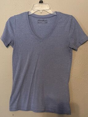 Eddie Bauer Women's Heathered Periwinkle V-Neck Tee